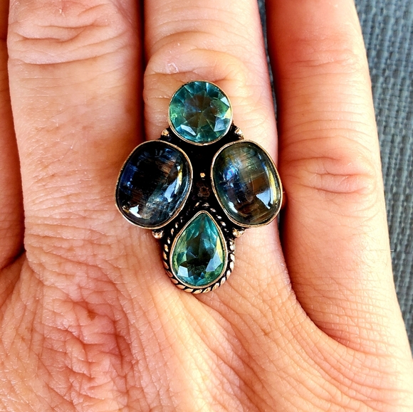 New Kyanite & Blue Topaz 925 Silver Ring. - Picture 9 of 12